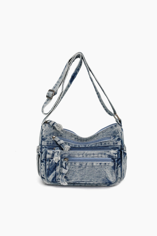 Adjustable Strap Denim Crossbody Bag