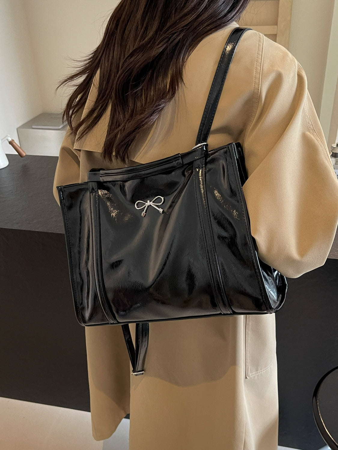 PU Leather Bow Shoulder Bag