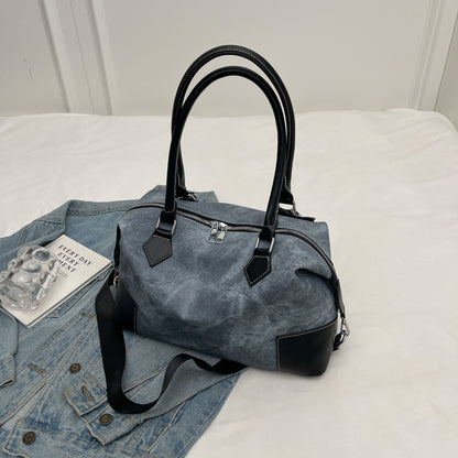 Contrast PU Leather Shoulder Bag